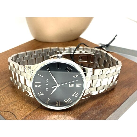 Bulova Men’s Watch 96B261 Silver Stainless Steel Gray Dial Roman Numerals 40mm - Picture 8 of 14